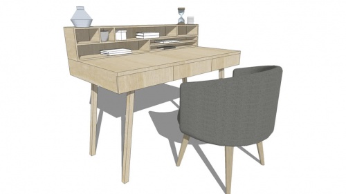 You are currently viewing نمونه سه بعدی میز چوبی + صندلی + فضای کاری (sketchup)