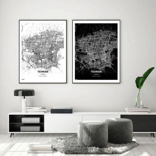You are currently viewing پوستر نقشه مدرن شهر تهران در دورنگ سیاه و سفید به فرمت pdf