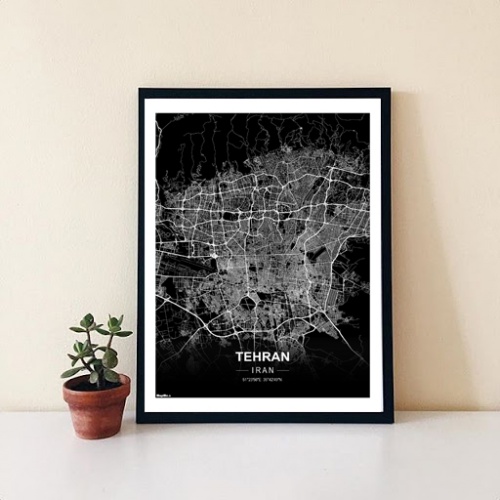 You are currently viewing پوستر نقشه مدرن شهر تهران در فرمت pdf تم سیاه