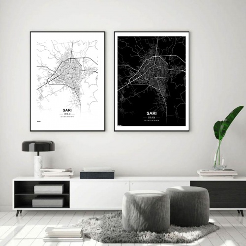 You are currently viewing پوستر نقشه مدرن شهر ساری در دورنگ سیاه و سفید به فرمت pdf