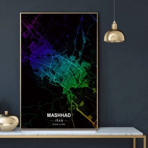 Read more about the article پوستر نقشه مدرن شهر مشهد در فرمت عکس با کیفیت بالا