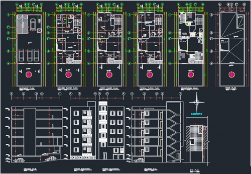 You are currently viewing فایل اتوکد طراحی آپارتمان 5 طبقه به همراه سایت پلان و پلان طبقات و پشت بام