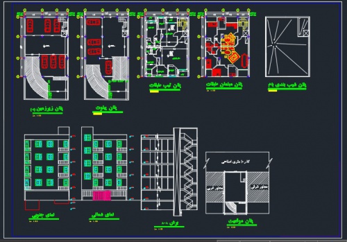 You are currently viewing نقشه پلان و مقطع ساختمان 4 طبقه – دو واحدی