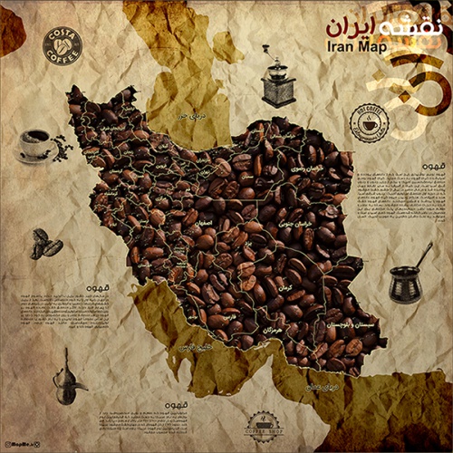 You are currently viewing نقشه ایران با تم قهوه در ابعاد 1*1 متر به همراه تقسیم بندی استان ها و اسامی شهرهای مهم
