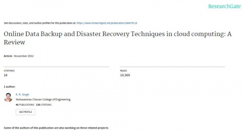 You are currently viewing ترجمۀ مقاله Online Data Backup and Disaster Recovery Techniques in cloud computing: A Review ، بررسی تکنیک های پشتیبان گیری و بازیابی اطلاعات به صورت آنلاین در محاسبات ابری