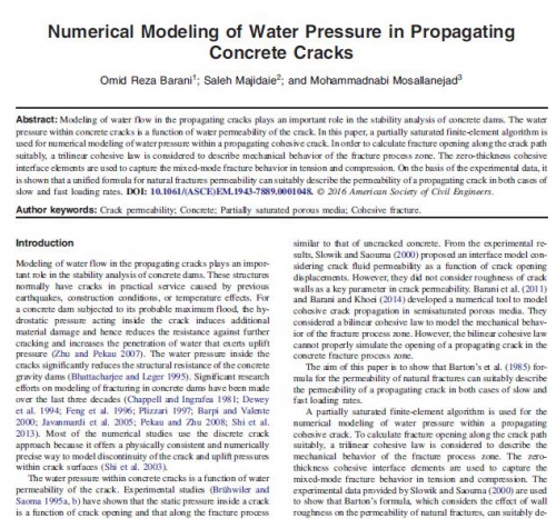 You are currently viewing ترجمۀ مقاله Numerical Modeling of Water Pressure in Propagating Concrete Cracks ،   مدل سازی عددی فشار آب در انتشارترک های بتنی