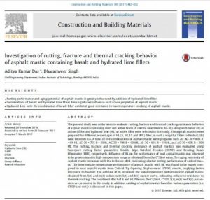 Read more about the article ترجمۀ مقاله Investigation of rutting, fracture and thermal cracking behavior of asphalt mastic containing basalt and hydrated lime fillers