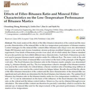 Read more about the article ترجمۀ مقاله Effects of Filler–Bitumen Ratio and Mineral Filler Characteristics on the Low-Temperature Performance of Bitumen Mastics