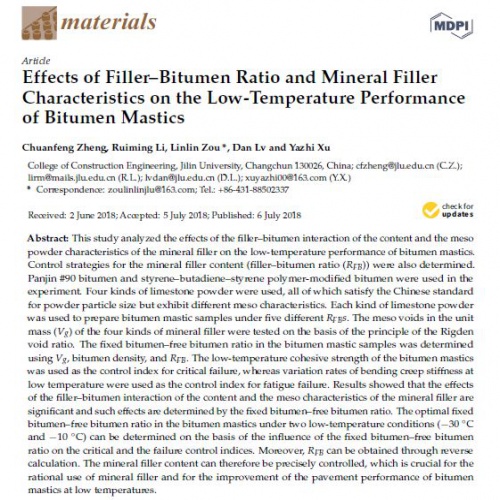 You are currently viewing ترجمۀ مقاله Effects of Filler–Bitumen Ratio and Mineral Filler Characteristics on the Low-Temperature Performance of Bitumen Mastics