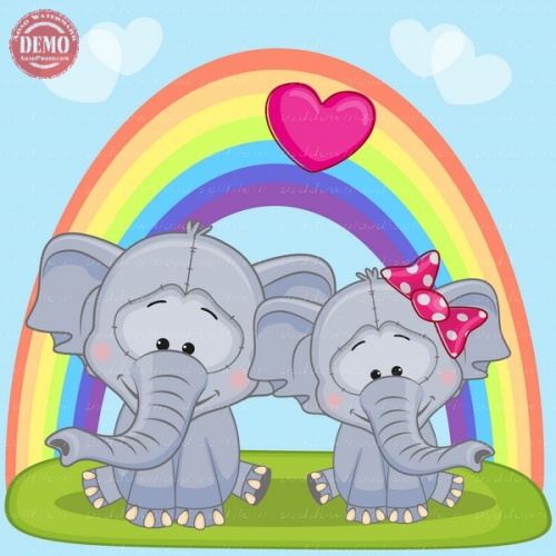You are currently viewing وکتور کارتونی دو فیل و رنگین کمان -کد 453