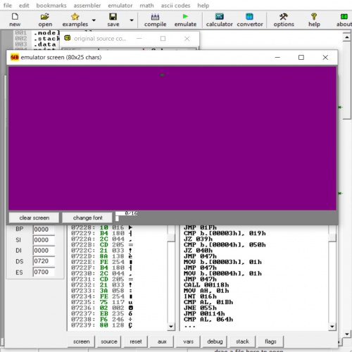You are currently viewing سورس اسمبلی برنامه حرکت ستاره در صفحه نمایش با نرم افزار emu8086