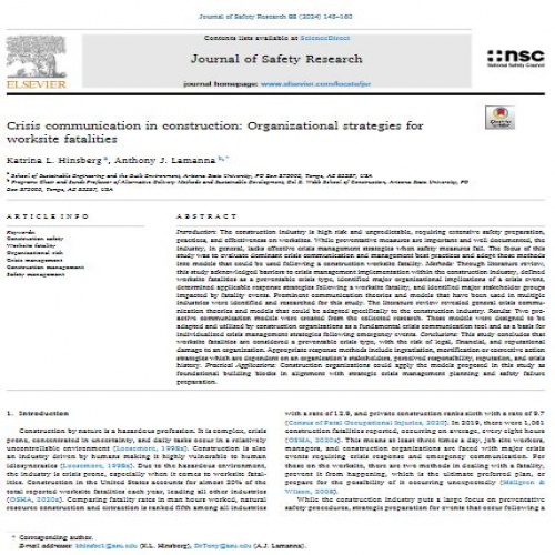 You are currently viewing ترجمه مقاله Crisis communication in construction: Organizational strategies for worksite fatalities (2024)