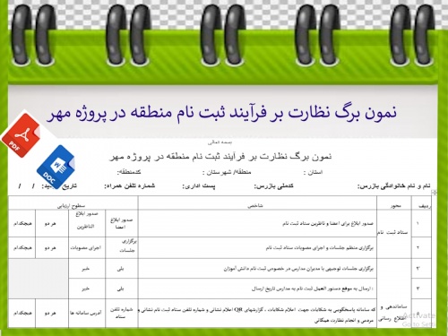 You are currently viewing نمون برگ نظارت بر فرآیند ثبت نام منطقه در پروژه مهر
